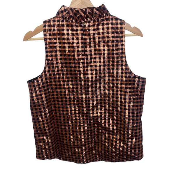 J. CREW Gingham Ruffle Neck Sleeveless Top - Picture 3 of 5